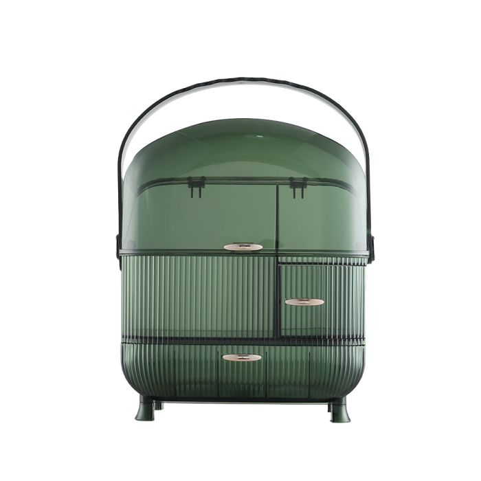 Green Large Dustproof Cosmetic Organizer with Handle