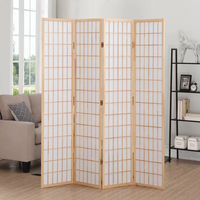 4-Panel Solid Wood Folding Room Divider