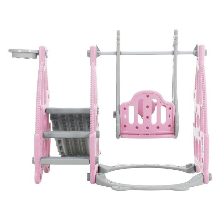 Pink 153cm W 3 In 1 Kids Swing And Slide Set Toddler Climber Playset