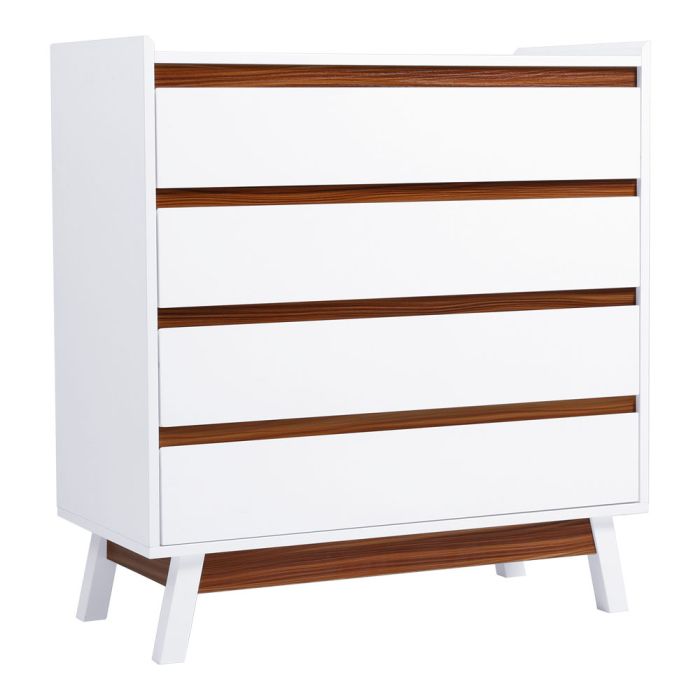 SURREY White Chest of Drawers - Medium-sized, 4 Drawers
