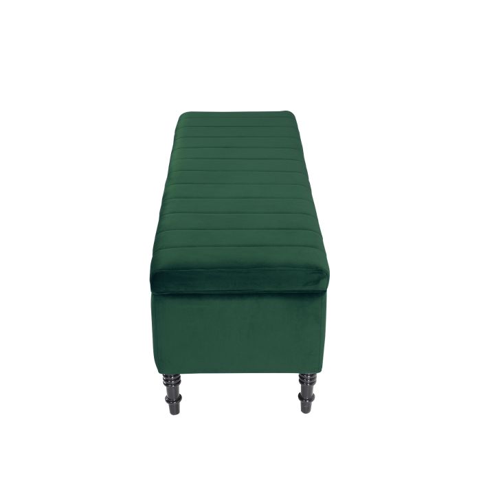 Green 50 Inch Storage Bench Velvet Entryway Bench Soft 4ft Wide