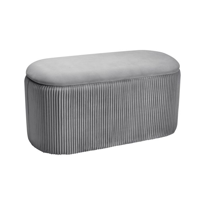 78cm Wide Oval Velvet Storage Bench Vertical Stripes Footstool