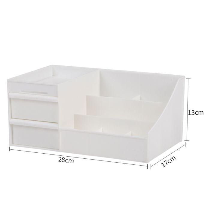 Multi-Purpose White Makeup Storage Box Drawers Organizer 28x17x13cm