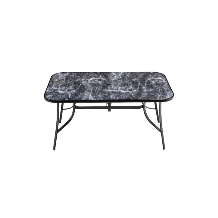 Garden Tempered Glass Rectangle Marble Coffee Table 150*90cm, Black