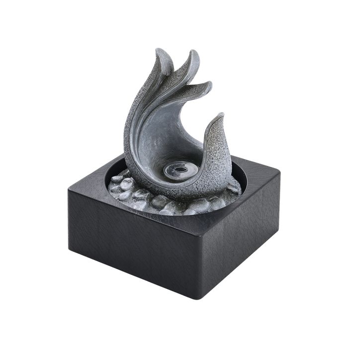 Tabletop Resin Water Fountain with LED Light Grey