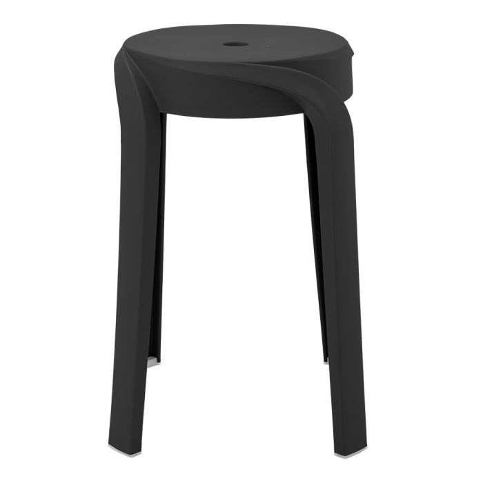 Set Of 10 Plastic Stackable Round Stools - Black