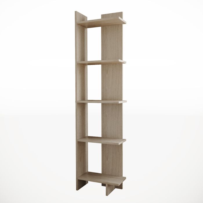 Industrial 5-Tier Corner Bookshelf Shelf Unit, Grey