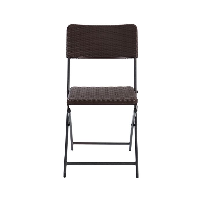 Set of 2 Outdoor Rattan Plastic Folding Chairs Brown