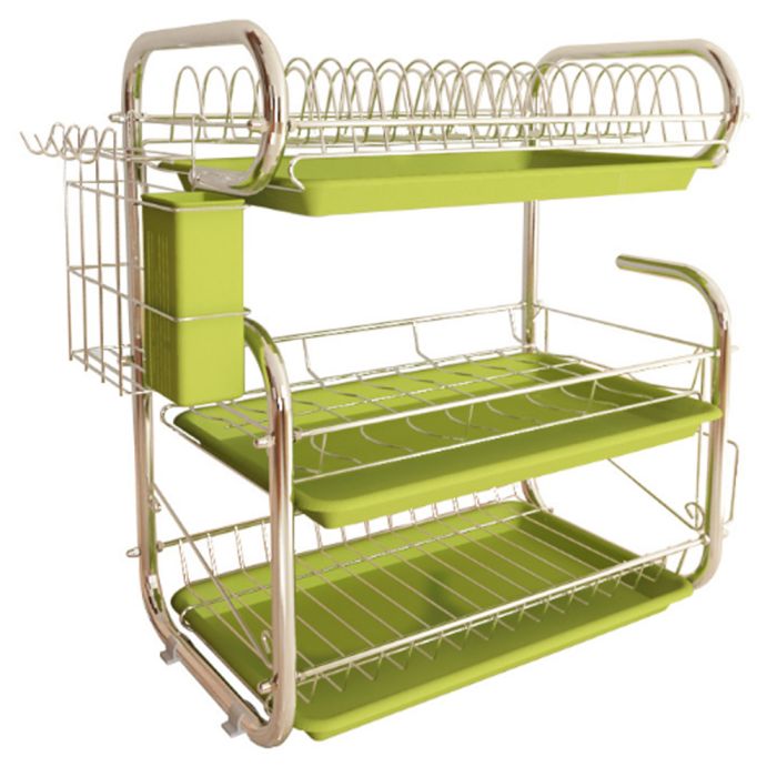 3-Tier Dish Drainer Storage Stand Bowl Plate Dryer Tray