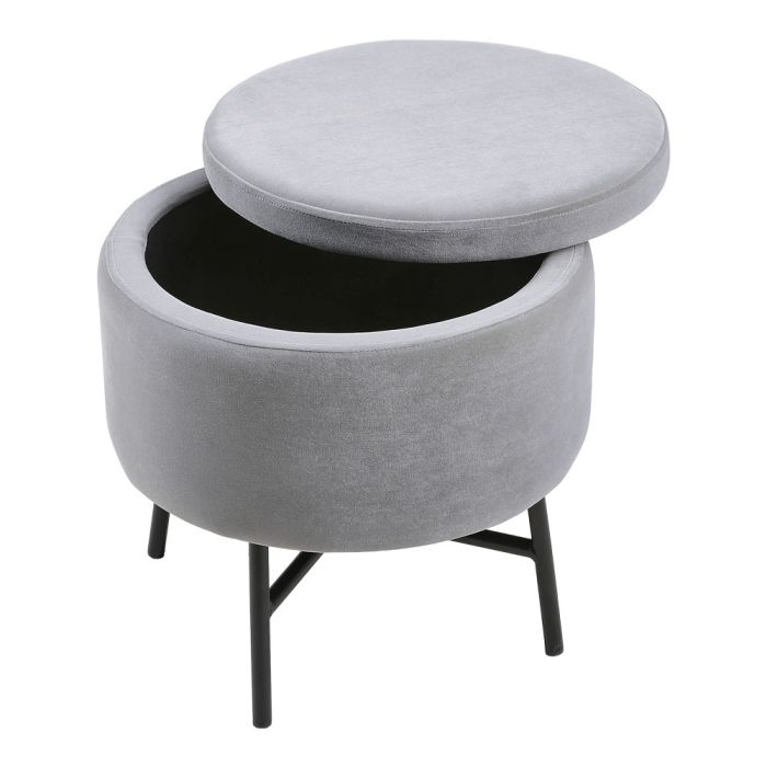 Contemporary Velvet Storage Ottoman With Metal Legs