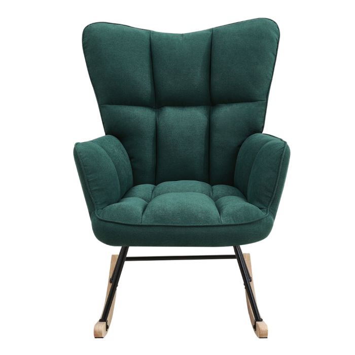 Green Tufted Upholstered Rocking Chair