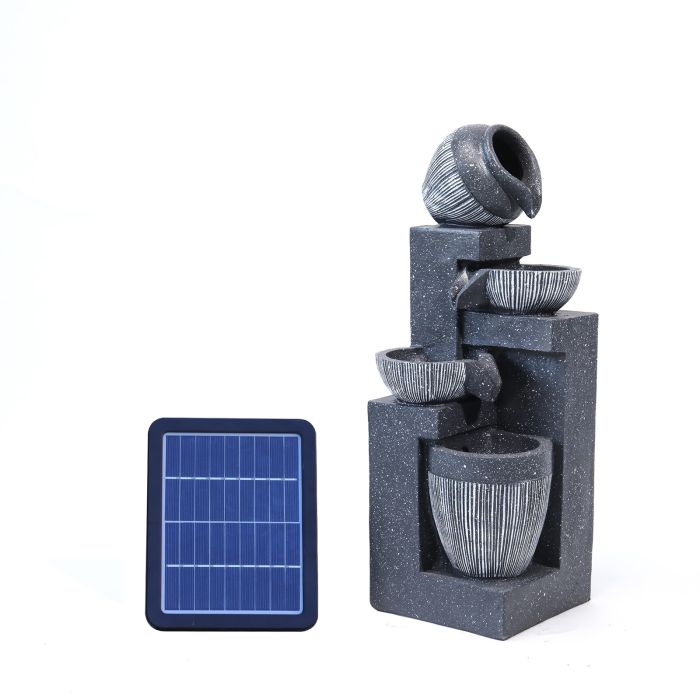 Outdoor LED Water Fountain Rockery Decor with Pump Solar Power