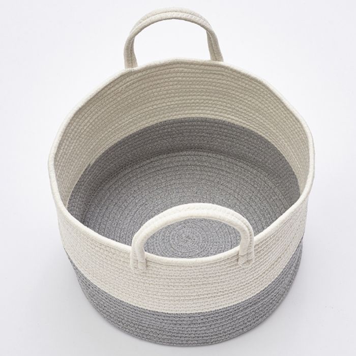 Grey Woven Cotton Rope Laundry Baskets 25cm