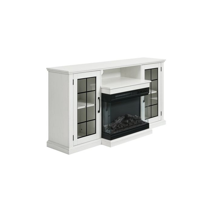 150cm TV Stand Enclosed Glass Storage with Electric Fireplace