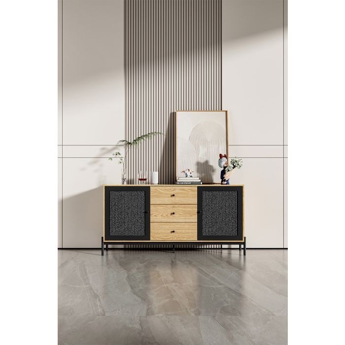 Storage Cabinet with 2 Cupboard Doors and 3 Drawers