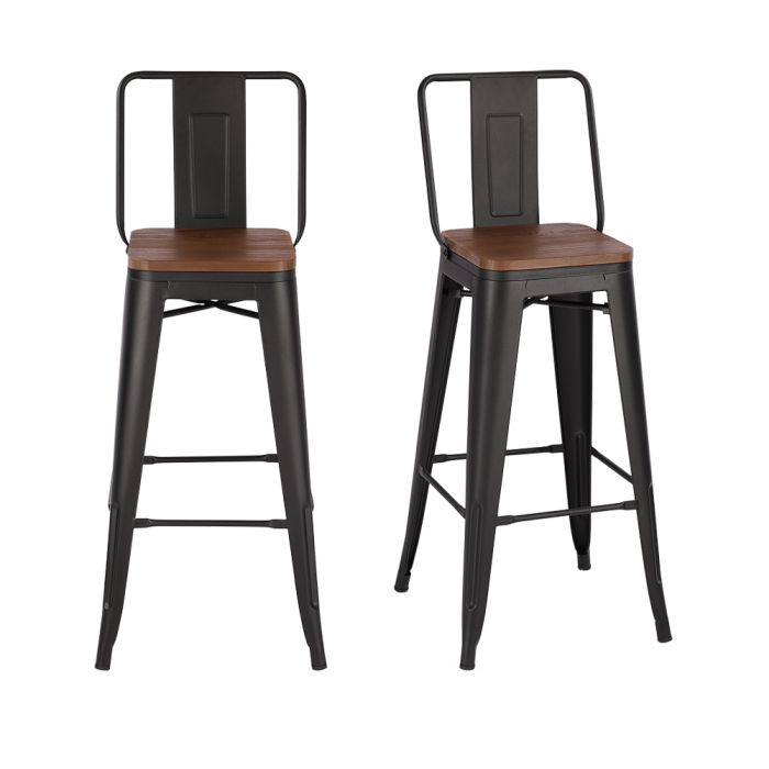 Set of 2 Metal Frame High Chair Bar Stool
