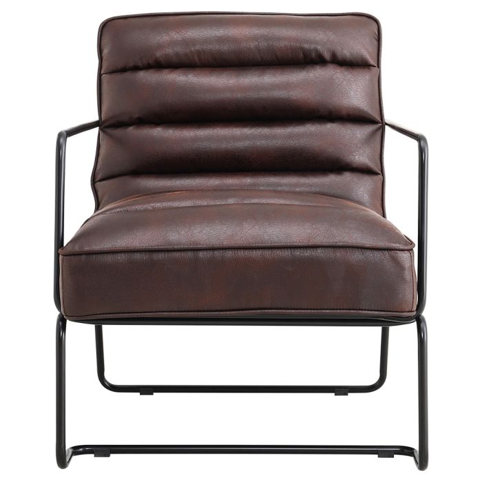 Mid-Century PU Leather Armchair with Metal Base