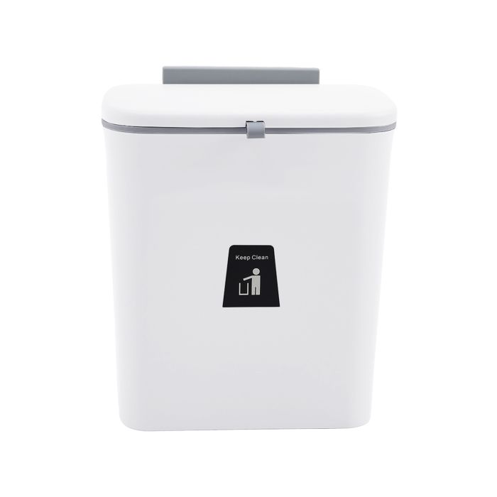 9L White Hanging Trash Can With Inner Bucket And Lid