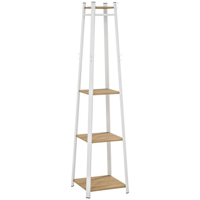 HERON Compact Freestanding Coat Rack White, Oak
