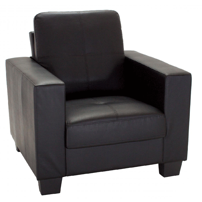 Wadrqua Luxurious Comfort 1-Seater Bonded Leather and PVC Sofa in Black