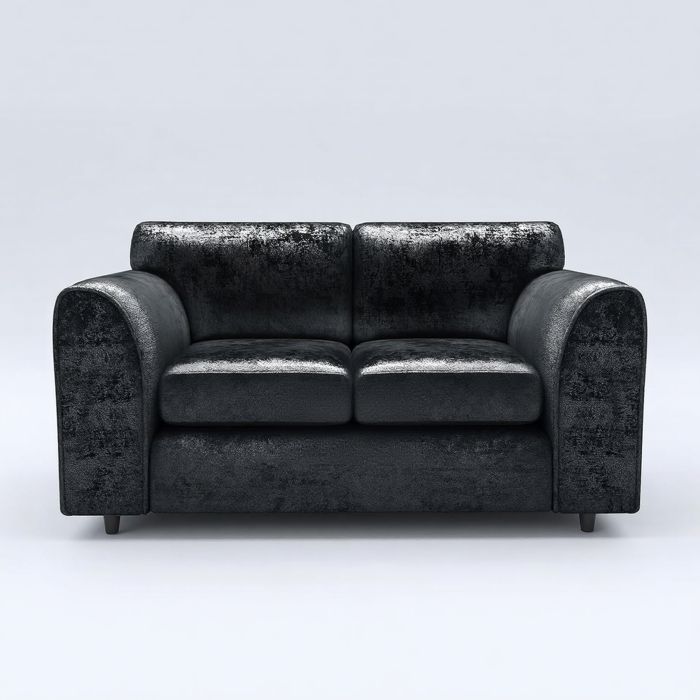 VELOURA Crush Velvet 2 Seater Fullback Sofa - Black