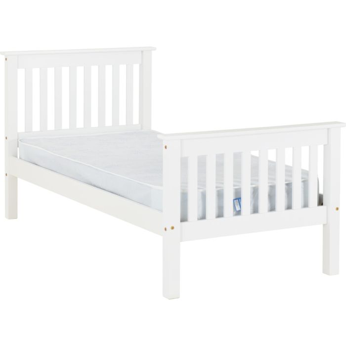 Monaco 3ft Single Bed High Foot End - White