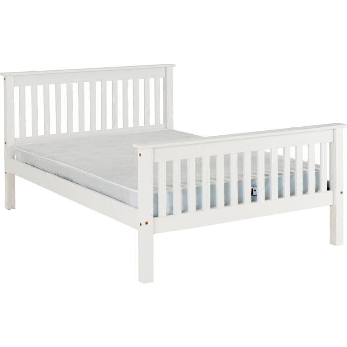 Monaco 4ft6 Double Bed High Foot End - White