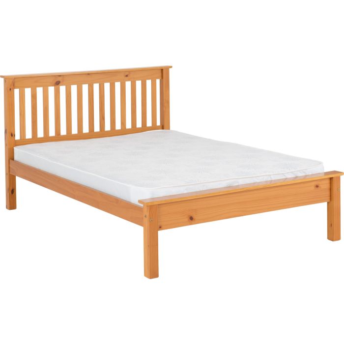 Monaco 4ft6 Double Bed Low Foot End - Antique Pine