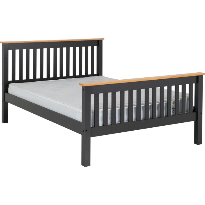 Monaco 4ft6 Double Bed High Foot End - Grey Oak Effect