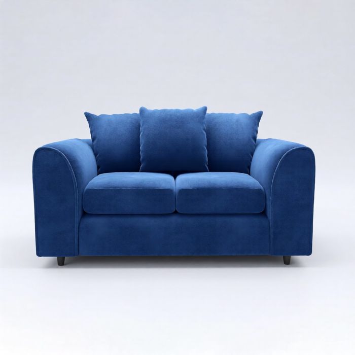 DELANO Plush Velvet 2 Seater Scatterback Sofa - Midnight Blue