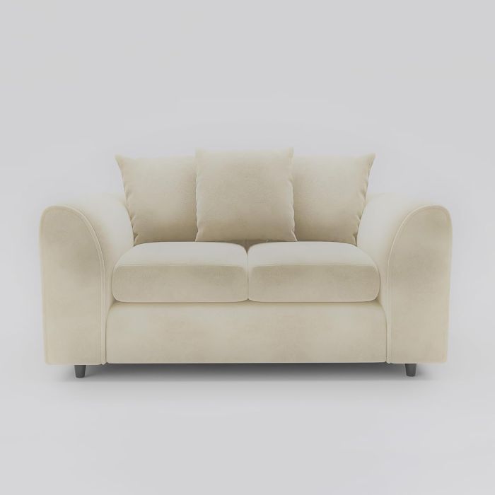 DELANO Plush Velvet 2 Seater Scatterback Sofa - Cream
