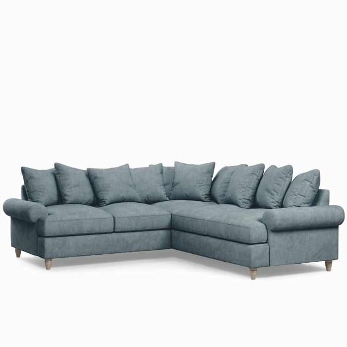 Corner Sofa - LUXE Fabric 4 Seater Right Hand Facing - Blue