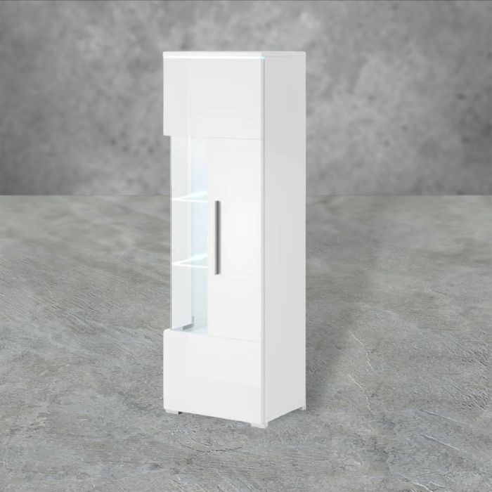 Opulent Orbit Tall Display Cabinet with 4 Shelf - White