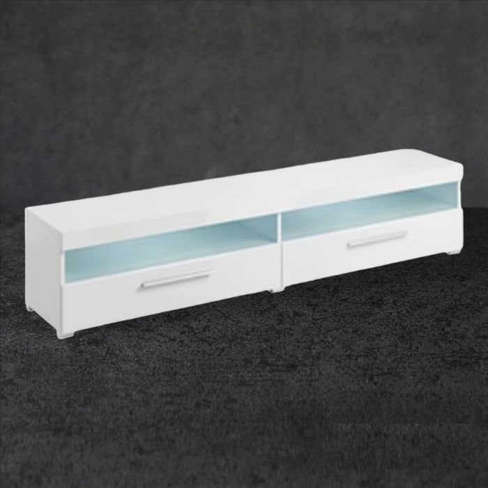 Opulent Orbit TV Cabinet with 2 Drawers in White - 200cm