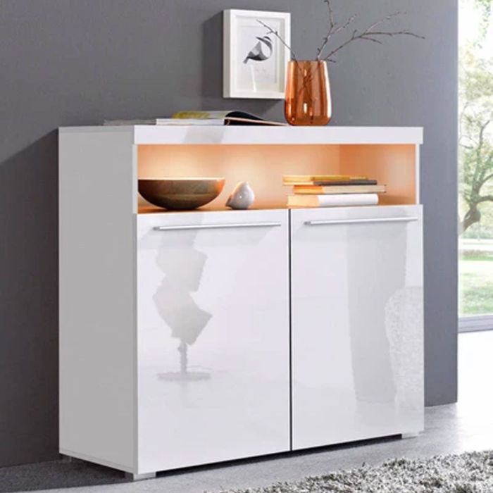 Opulent Orbit Sideboard with 2 Doors in White - 91cm
