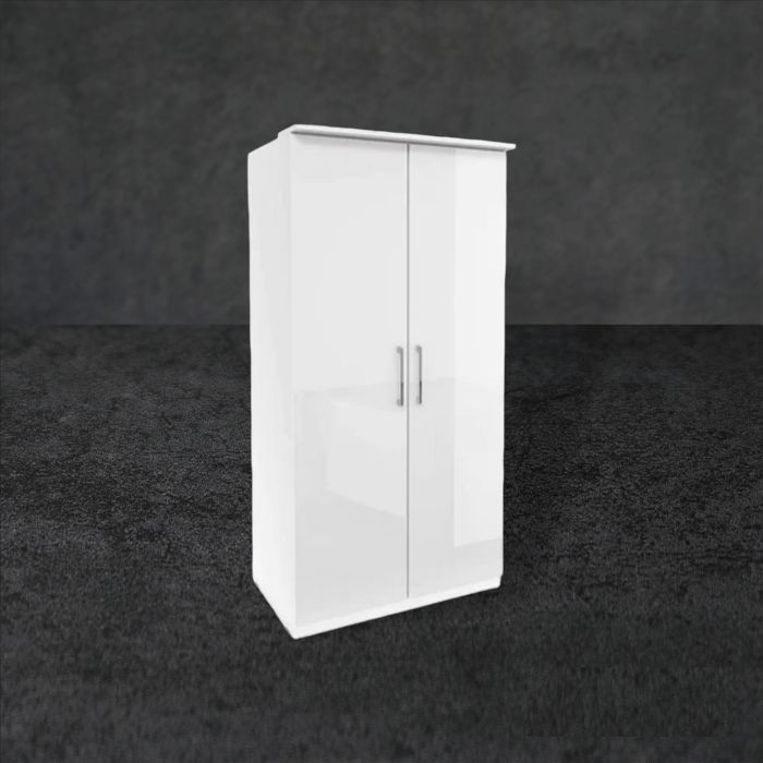 Wardrobe - OPULENT 2 Door Wardrobe White 90cm