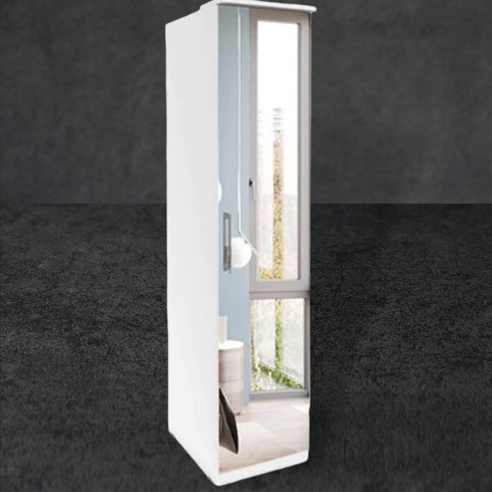 Wardrobe - OPULENT 1 Door Mirrored Wardrobe White 45cm
