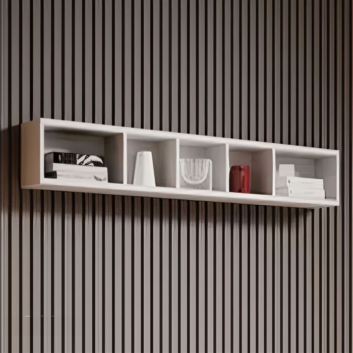 Opulent Orbit Wall Shelf with 5 Compartments - White