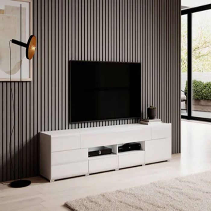 Echo Eden TV Cabinet with 2 Doors in White - 208cm