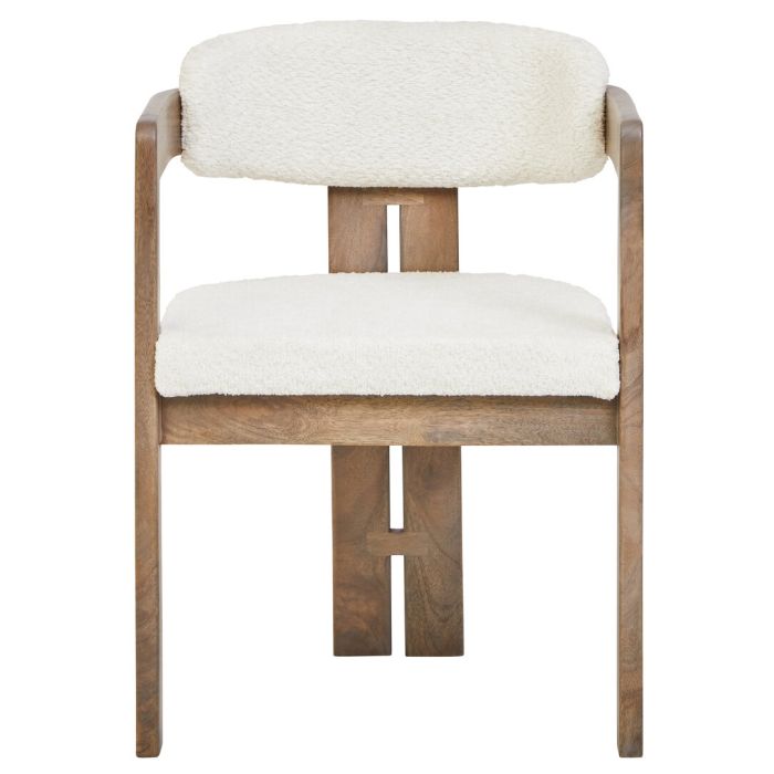 TALVENNE Boucle Fabric Wooden Armchair - Cream and Oak