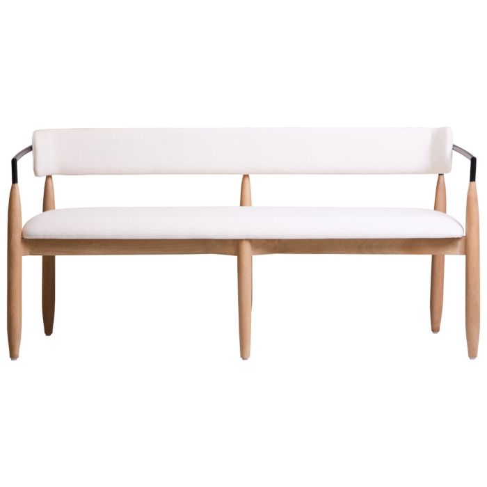 SELVADOR Fabric Dining Bench with Wooden Frame - Light Oak