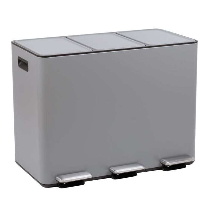 ALTHORIN 3 Compartment Recycle Rubbish Bin 45L - Grey