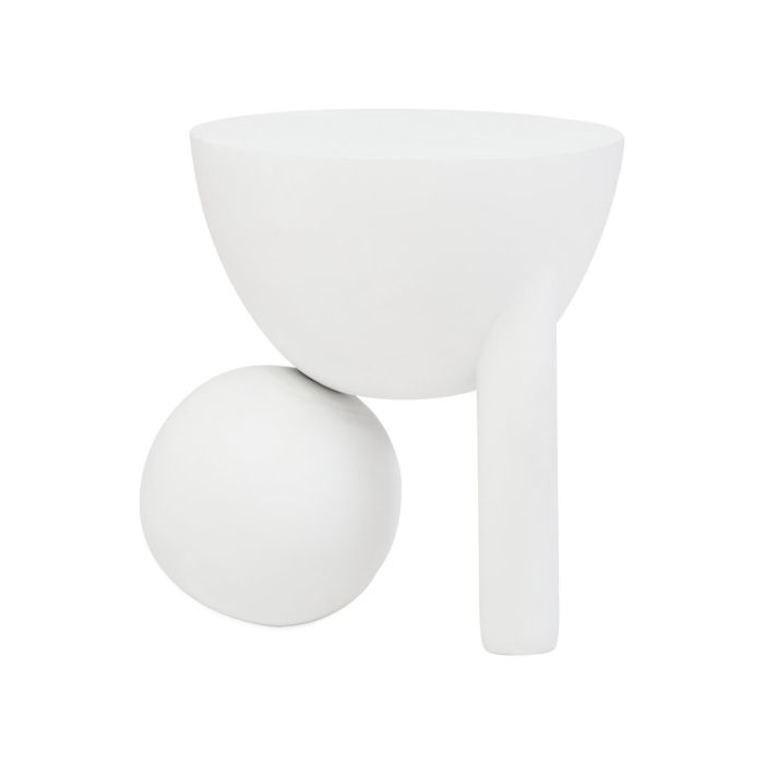 PENWYTHA Round Ball Wooden Side Table - White
