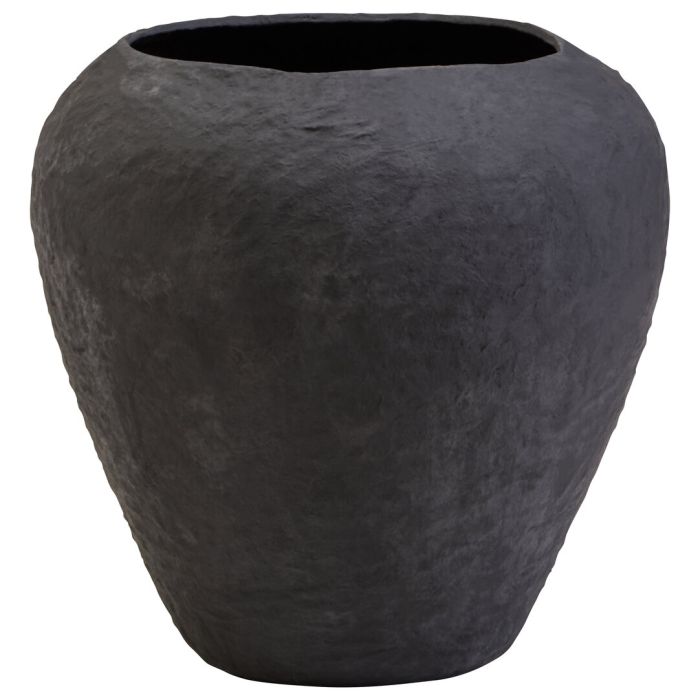 GRENTHRA Cotton Mache Large Outdoor Planter - Black