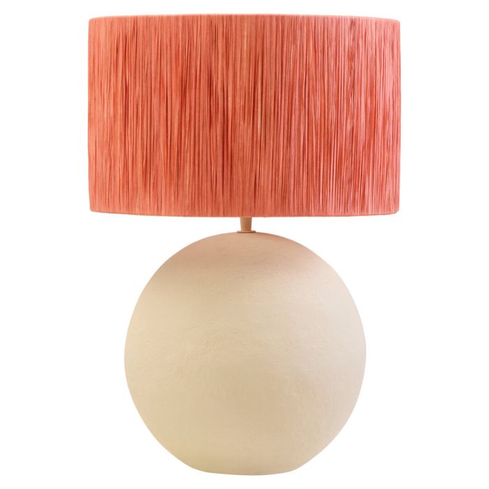 KELMORA Mache Table Lamp With Rust Raffia Shade - Natural and Orange