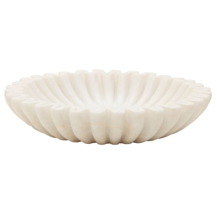 FENWRETH Small Fluted Marble Decorative Bowl - White