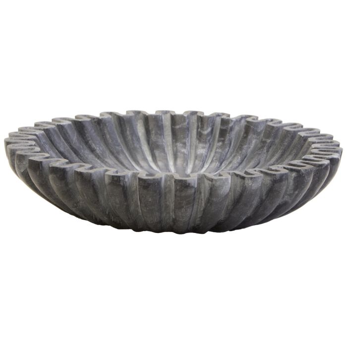 FENWRETH Small Fluted Marble Decorative Bowl - Grey