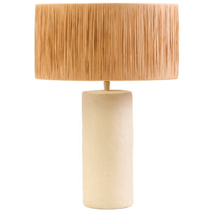 KELMORA Mache Table Lamp With Natural Raffia Shade - Natural