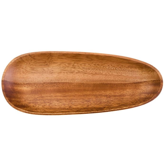 BRAVELYN Oval Medium Wooden Serving Tray - Brown