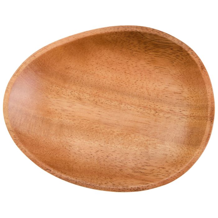 BRAVELYN Oval Small Plate Wooden Serving Tray - Brown